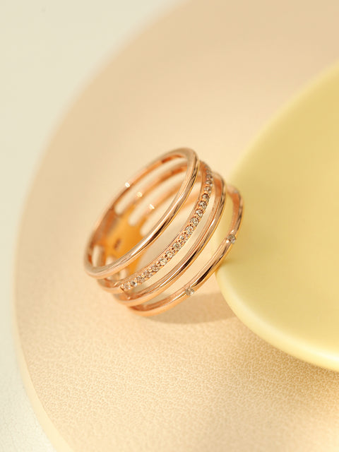 14K 18K Gold 4 Line Cubic Ring