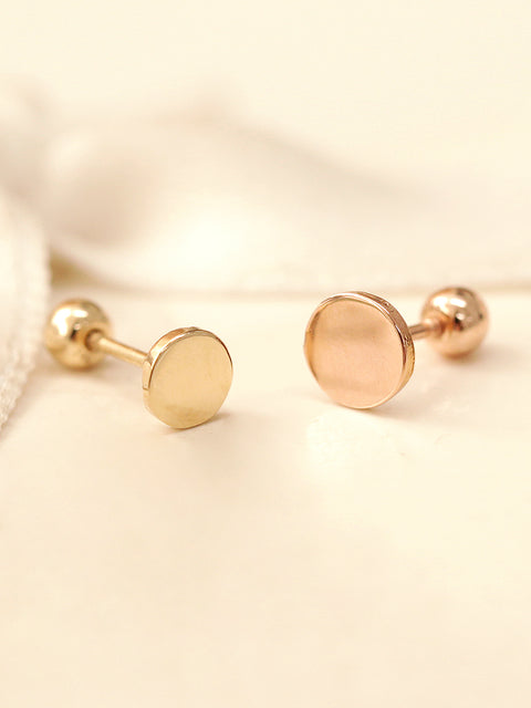 14K gold Solid Round cartilage earring 20g
