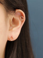 14K Gold Circle Cubic Cartilage Earring 20G18G