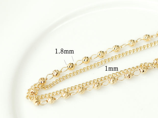 14K 18K Gold Candy Cutting Ball Chain Anklet