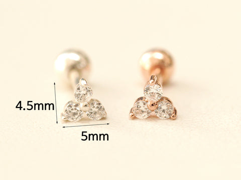 925 Triangle Cubic Cartilage Earring 16G