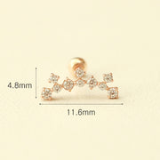 14K Gold Crown Short Curve Cubic Cartilage Earring 20G18G16G