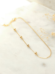 14K 18K Gold Half Box chain Ball Anklet