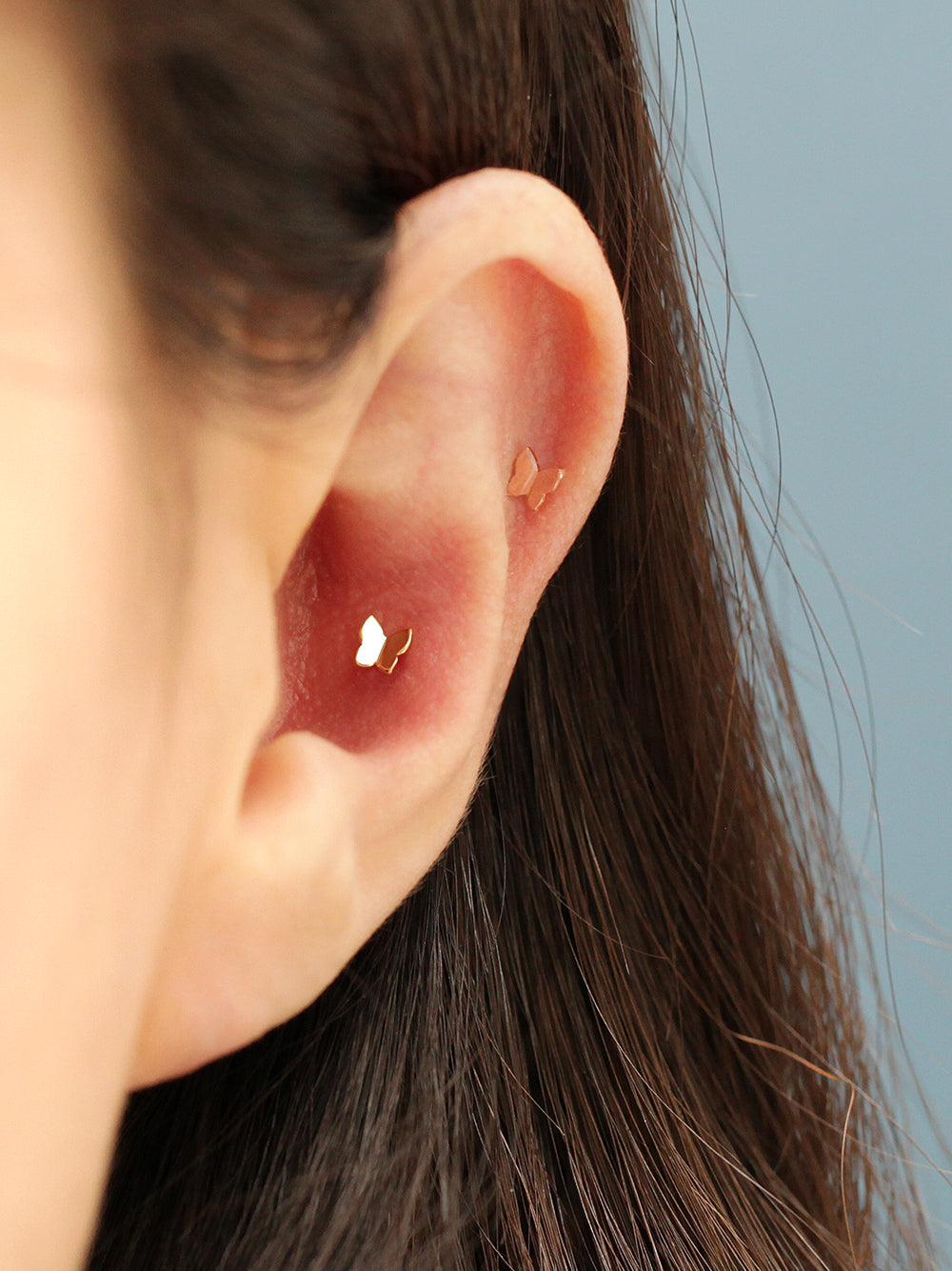 14K Gold Daily Mini Butterfly Cartilage Earring 20G18G16G