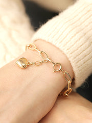 14K Gold Heart Round Chain Bracelet