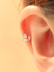 14K gold Leaf Cubic cartilage earring 20g