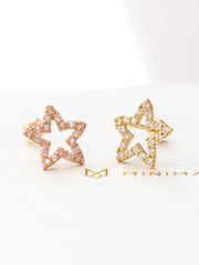 14K gold Line Cubic Star cartilage earring 20g