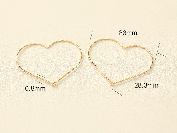 14K Gold Slim Heart Hoop