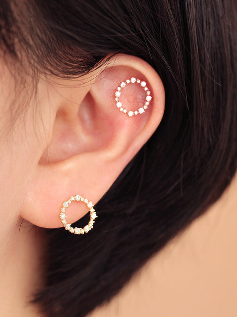 14K gold CUBIC CIRCLE cartilage earring 20g