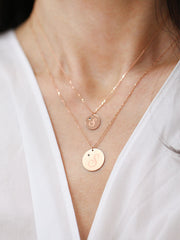 14K 18K Gold Initial Dia Necklace