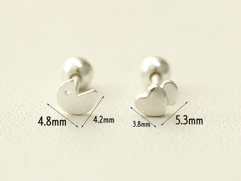 925 Silver Daily Heart & Star cartilage earring 16g