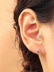 14K gold Crystal Bling Circle Cubic cartilage earring 20g