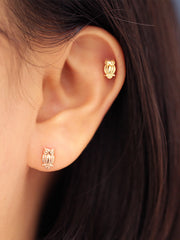 14K Gold Owl Cartilage Earring 20G