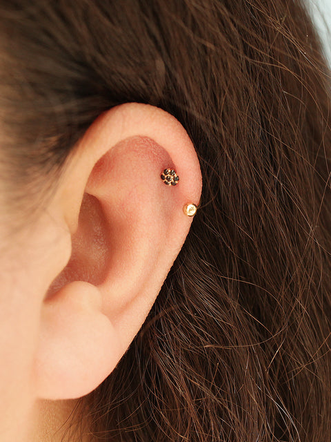 14K Gold Mini Flower Curve Piercing 20G