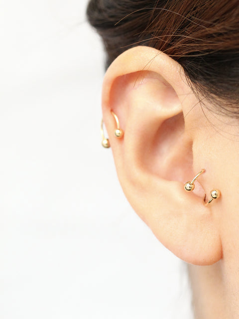 14K gold Twist & horseshoe cartilage earring 20g