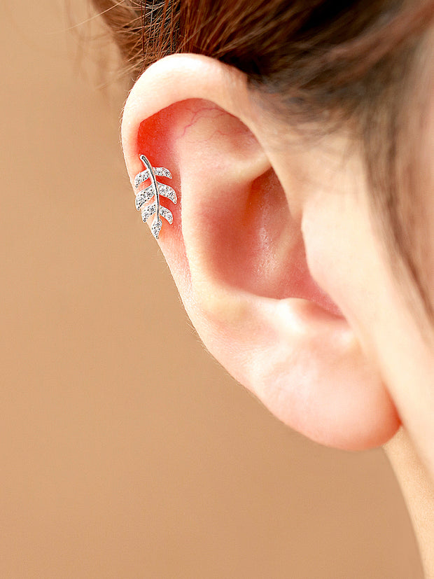 925 Silver Leaf Cubic cartilage earring 16g
