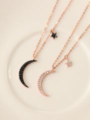 14K 18K Gold Moon and Star Necklace