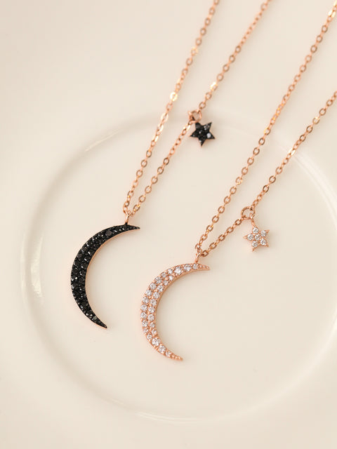 14K 18K Gold Moon and Star Necklace