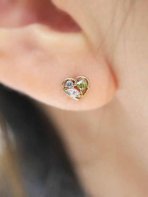14K Gold Love Heart Cartilage Earring 18G16G