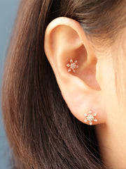 14K Gold Snowflake Cartilage Earring 20G