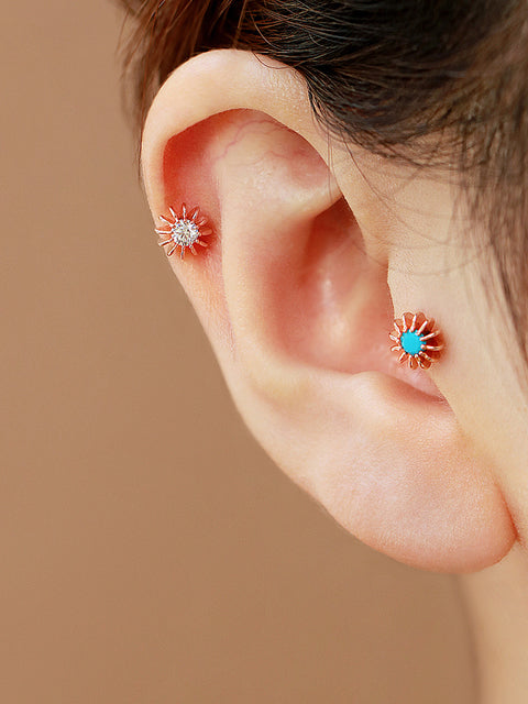 14K Gold Blossom Cartilage Earring 18G16G