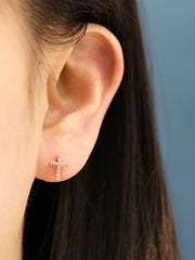 14K Gold Cross Cubic Cartilage Earring 20G18G16G