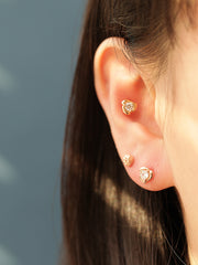 14K Gold Cubic Rose Cartilage Earring 20G18G16G