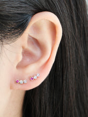 14K Gold Colorful CZ bar cartilage earring 20g
