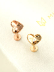 14K Gold Internally Threaded Heart Labret Piercing 18G16G