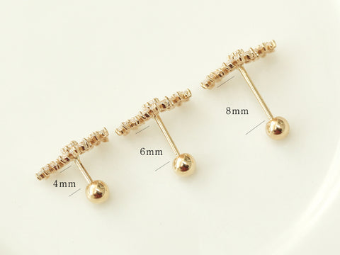 14K Gold Triple Flower Cartilage Earring _ Large 18g16g