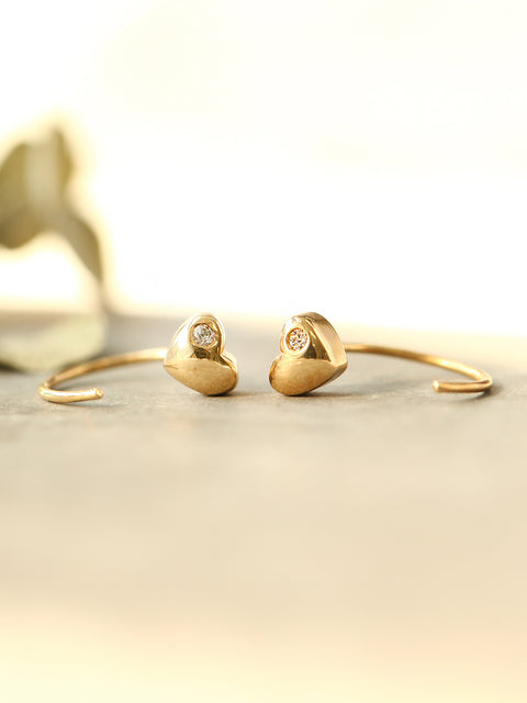 14K Gold Heart Hook Earring