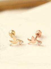 14K Gold Bird Piercing Cartilage Earring 18G16G