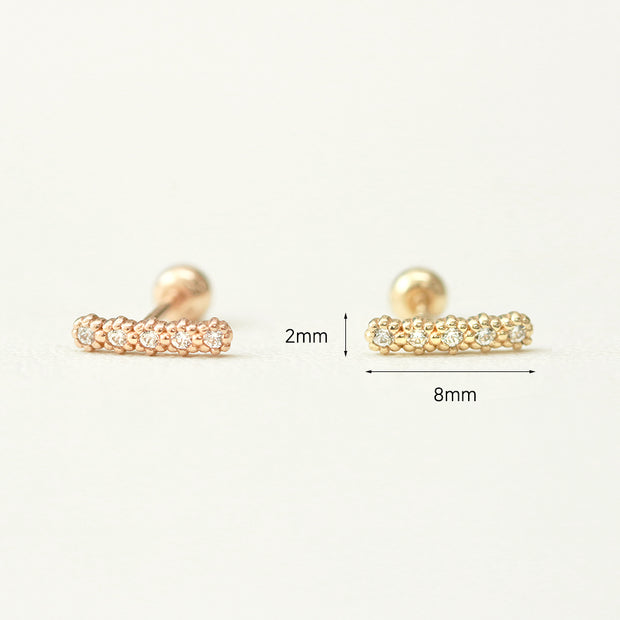 14K Gold Bubble Cubic Stick Bar Cartilage Earring 20G18G16G