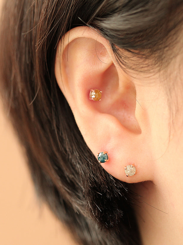 14K Gold Rough Diamond cartilage earring 4mm 20g