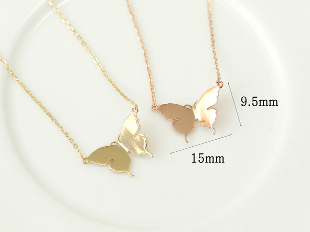14K 18K Gold Butterfly Necklace