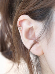 14K Gold Rabbit Cubic Cartilage Earring 18G16G