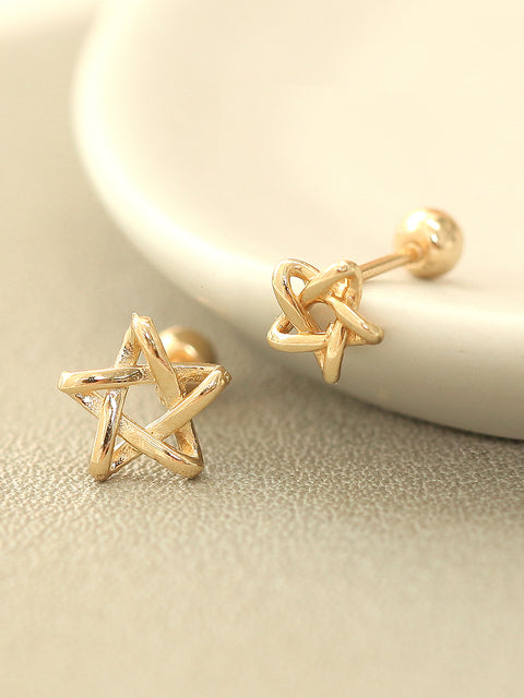 14K gold Star Point cartilage earring 20g