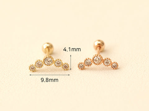 14K Gold Antique Cubic Curve Cartilage Earring 20G