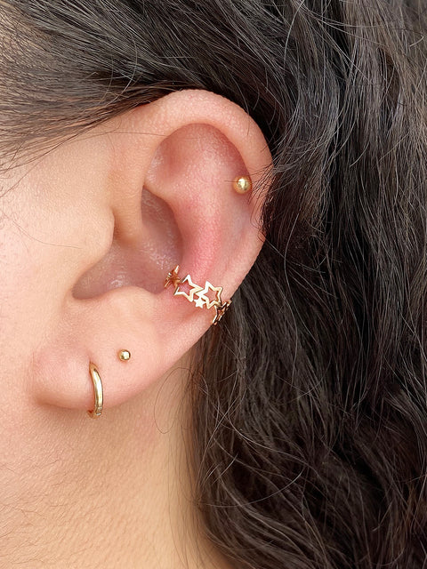 14K Gold Star Ear Cuff