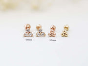 14K Gold Triangle Ball Cubic Cartilage Earring 18G16G