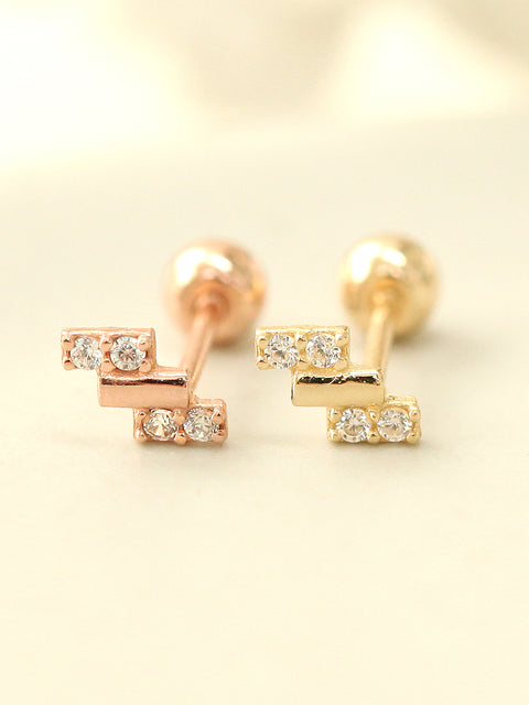 14K gold Mini Baguette Cubic cartilage earring 20g