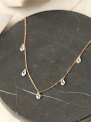 14K 18K Gold Crystal Water Drop Necklace