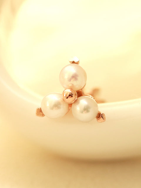 14K Gold Heart Pearl Cartilage Earring 18G16G