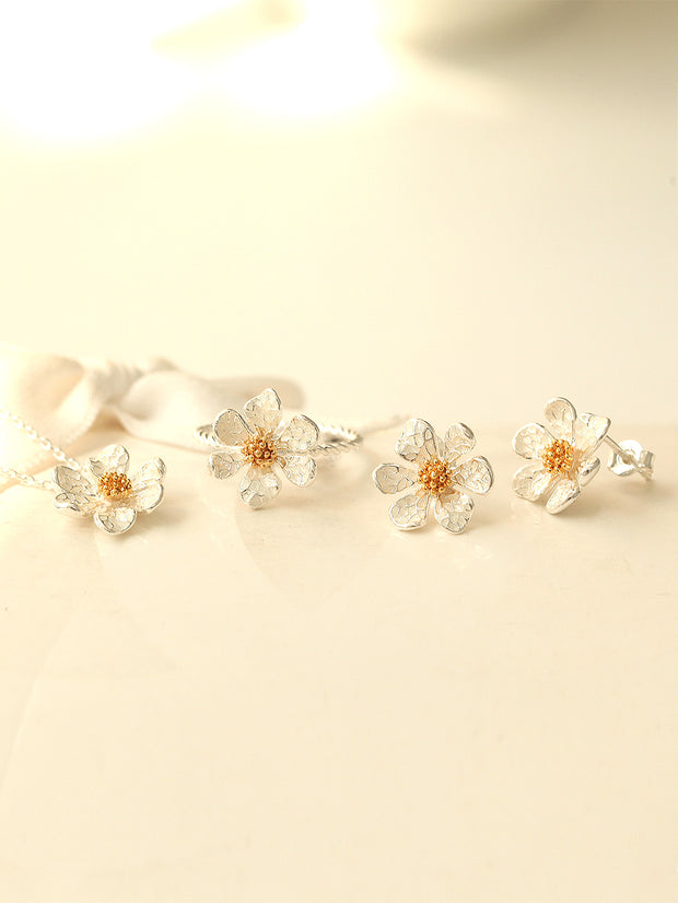 925 Silver Floral Earring & Necklace