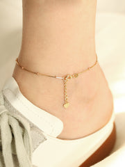 14K Gold One Line Mini Ball Snake Anklet Bracelet