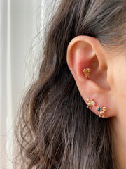 14K Gold Rough Diamond Bear Cartilage Earring 18G16G