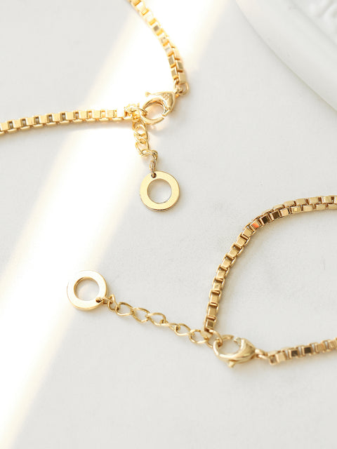 14K Gold Box Chain Anklet