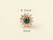 14K Gold Internally Sun Flower Rough Diamond Labret Piercing 18G16G