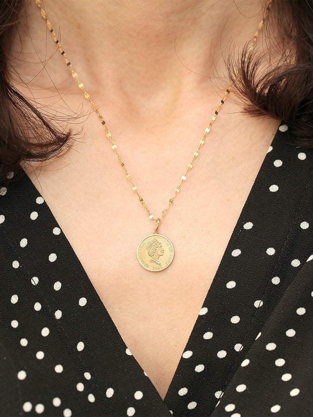 14K Gold Coin Pendant Necklace