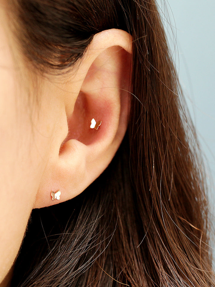 14K Gold Daily Mini Butterfly Cartilage Earring 20G18G16G